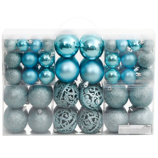 Palline di Natale 100 pz Turchesi 3 / 4 / 6 cm 356104