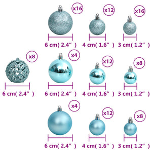 Palline di Natale 100 pz Turchesi 3 / 4 / 6 cm 356104