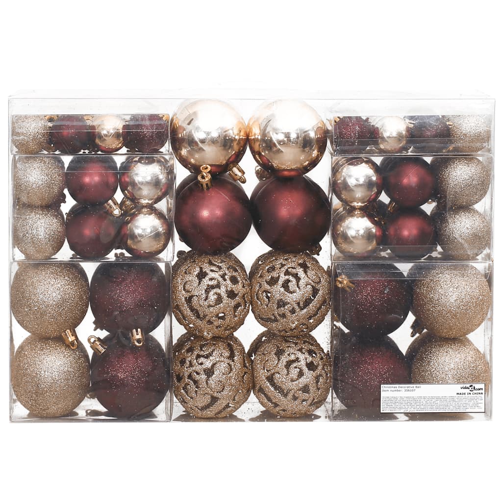 Palline di Natale 100 pz Champagne e Marrone 3 / 4 / 6 cm 356107
