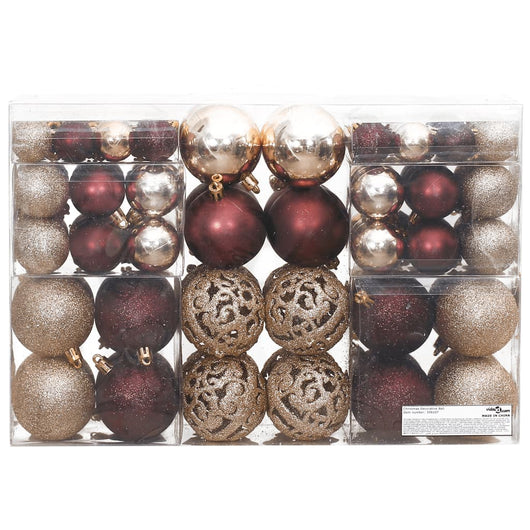 Palline di Natale 100 pz Champagne e Marrone 3 / 4 / 6 cm 356107