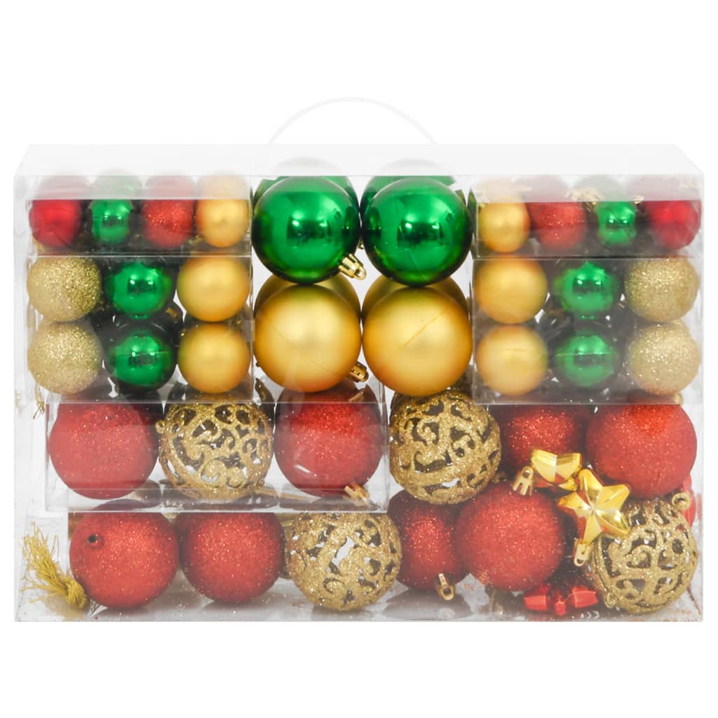 Set Palline di Natale 112 pz Rosso / Verde / Oro in Polistirene 356114