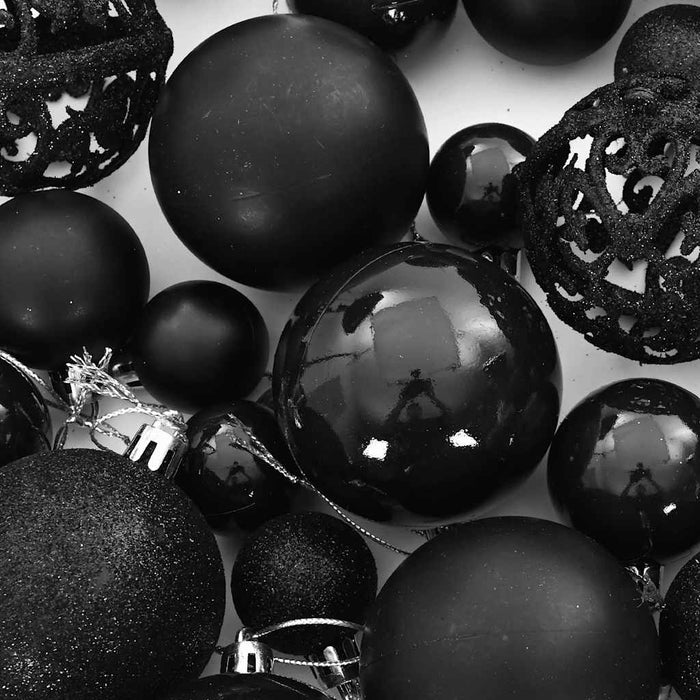 Set Palline di Natale 111 pz Nero in Polistirene 356116
