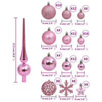 Set Palline di Natale 111 pz Rosa in Polistirene 356117