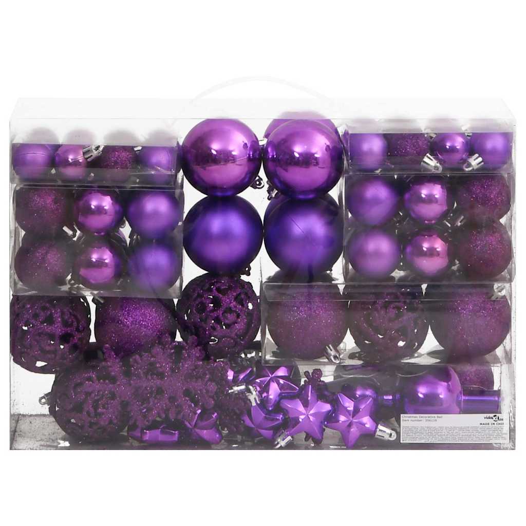 Set Palline di Natale 111 pz Viola in Polistirene 356119