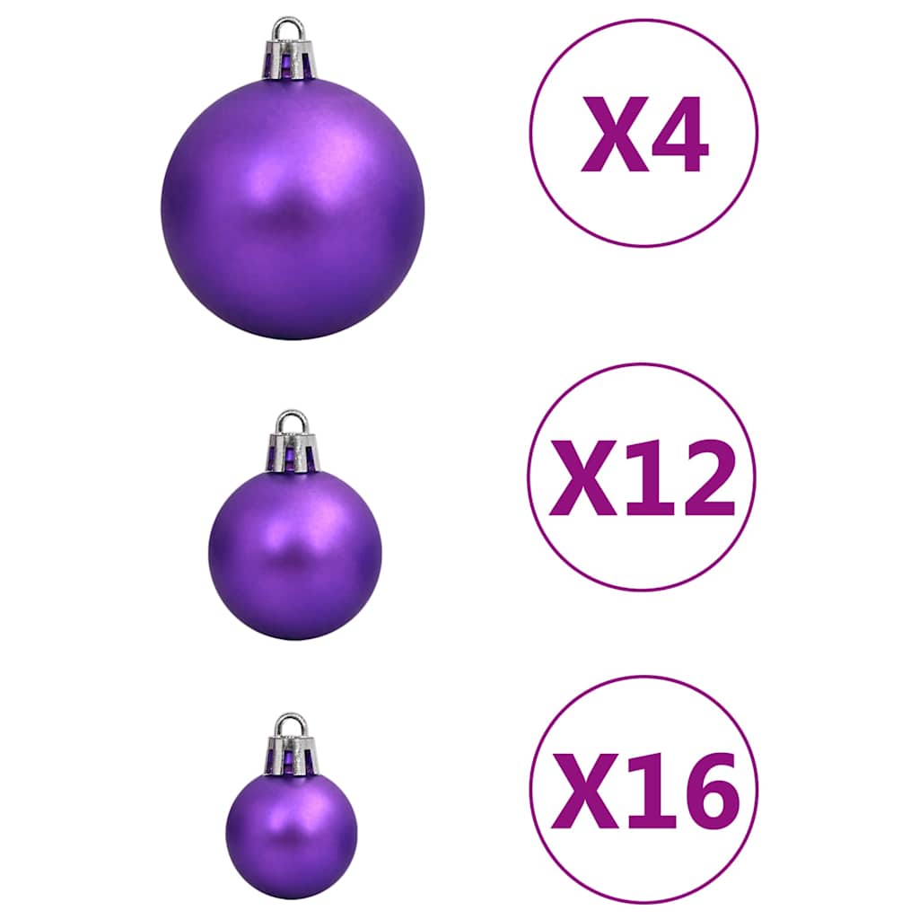 Set Palline di Natale 111 pz Viola in Polistirene 356119