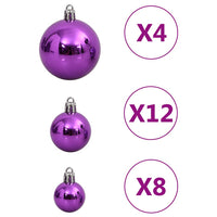 Set Palline di Natale 111 pz Viola in Polistirene 356119