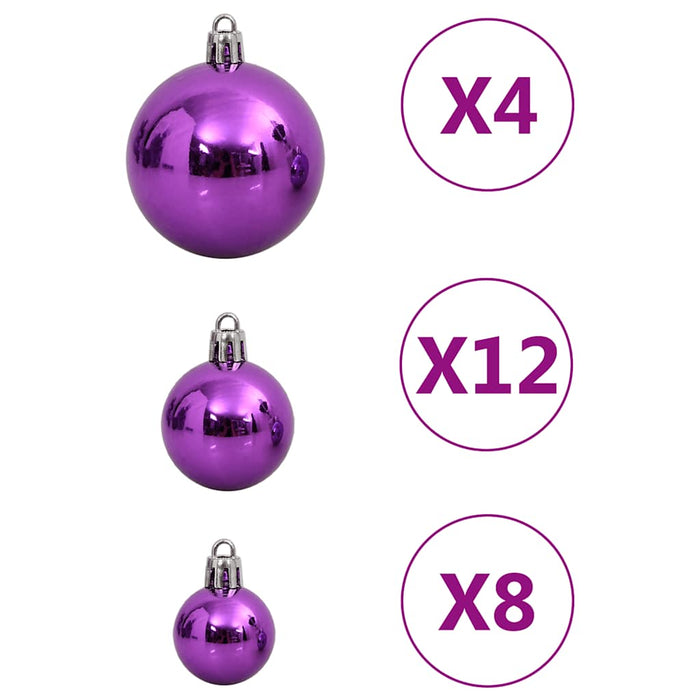 Set Palline di Natale 111 pz Viola in Polistirene 356119