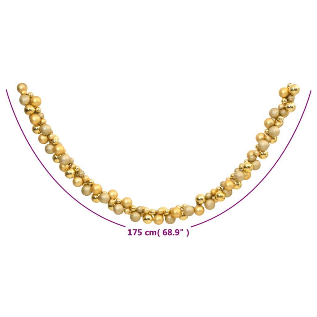 Ghirlanda di Palline di Natale Oro 175 cm in Polistirene 356131