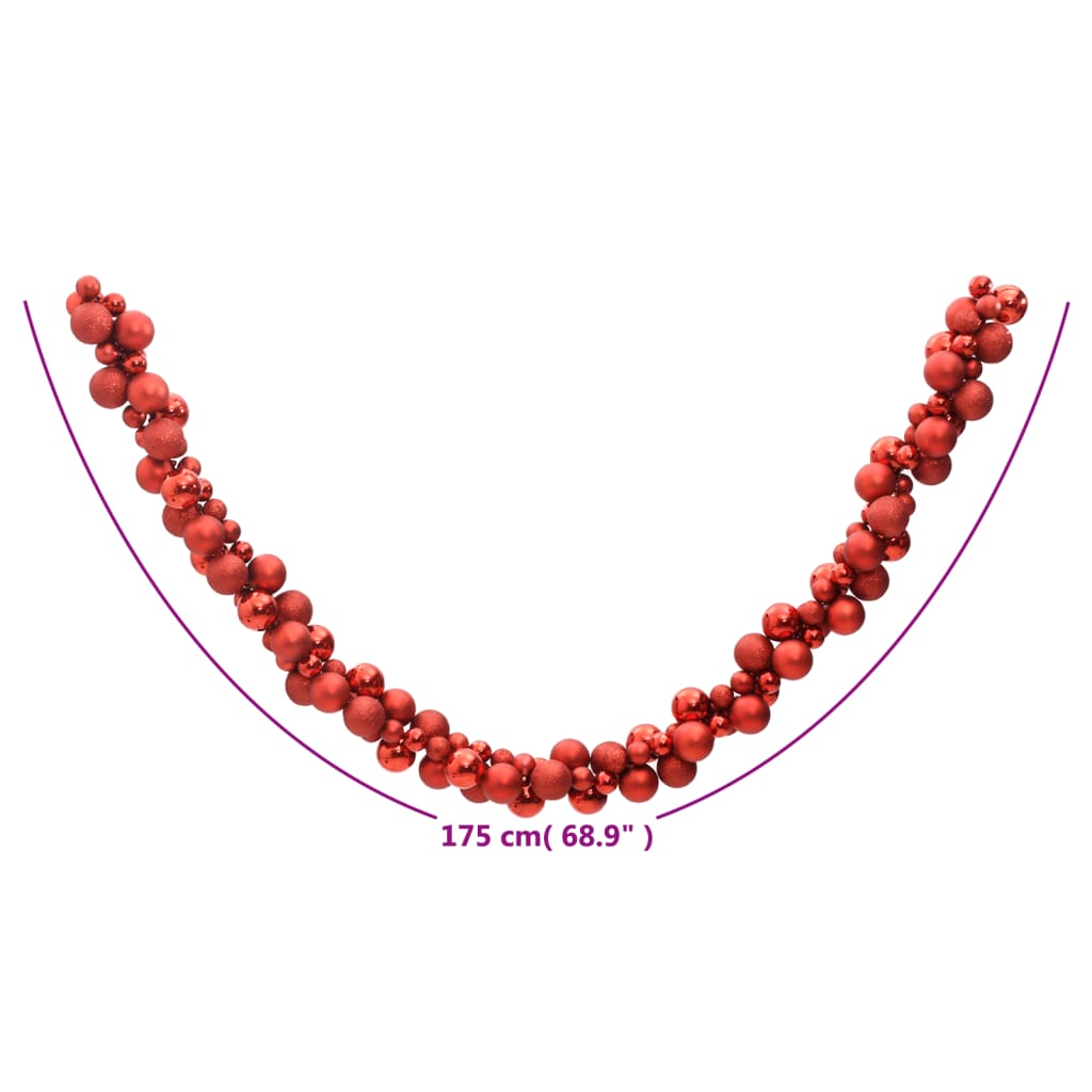 Ghirlanda di Palline di Natale Rossa 175 cm in Polistirene 356132