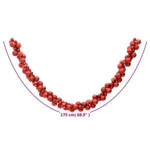 Ghirlanda di Palline di Natale Rossa 175 cm in Polistirene 356132
