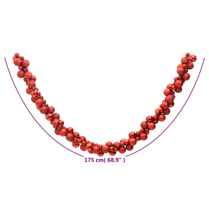 Ghirlanda di Palline di Natale Rossa 175 cm in Polistirene 356132