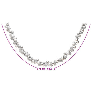 Ghirlanda di Palline di Natale Argento 175 cm in Polistirene 356133