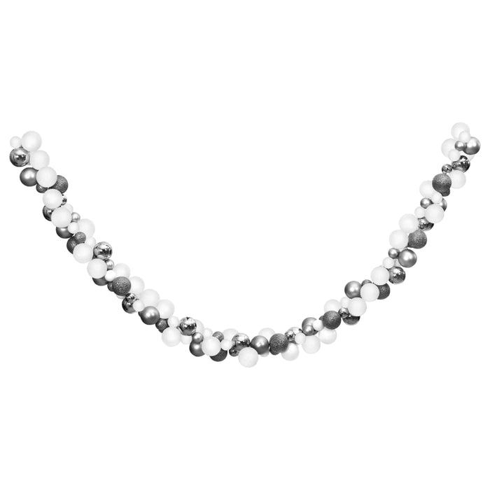 Ghirlanda Palline di Natale Bianche e Grigie 175 cm Polistirene 356135