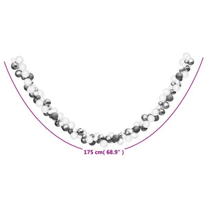 Ghirlanda Palline di Natale Bianche e Grigie 175 cm Polistirene 356135