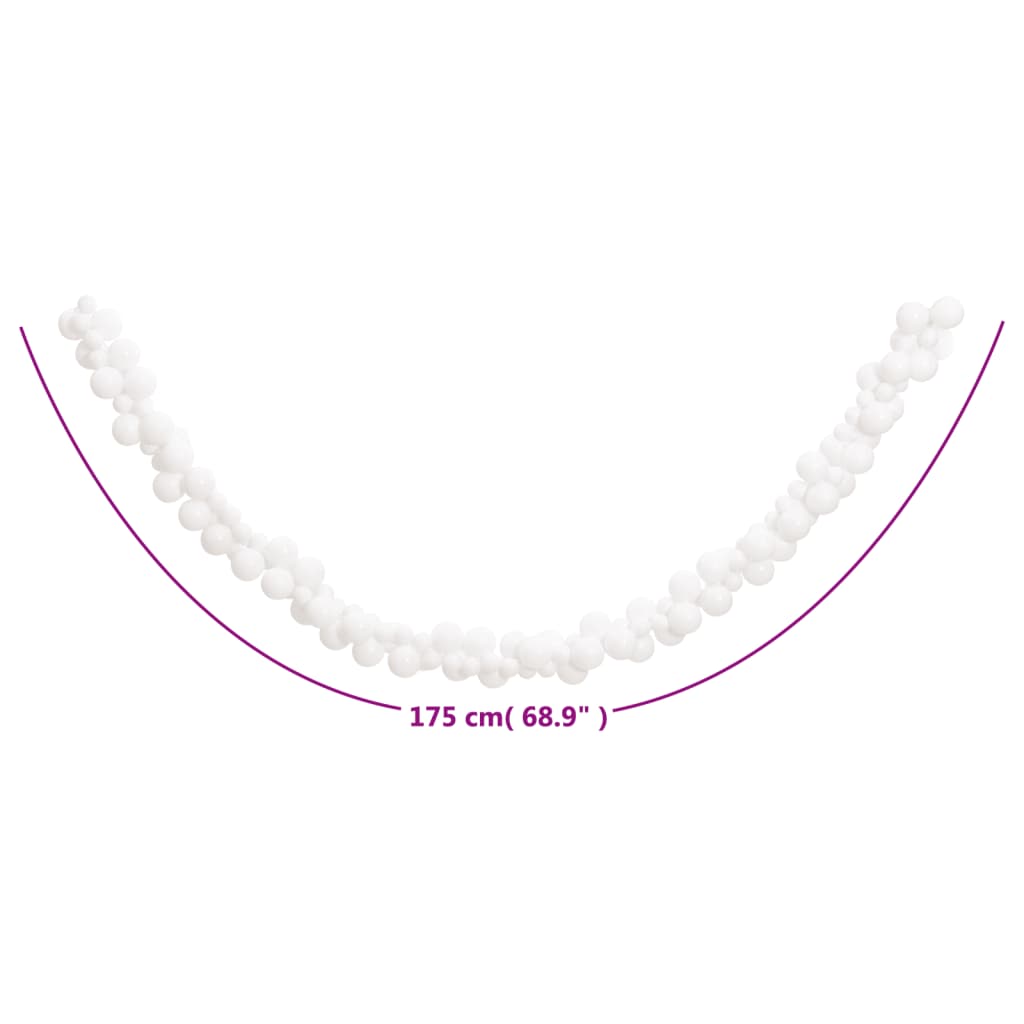 Ghirlanda di Palline di Natale Bianca 175 cm in Polistirene 356137