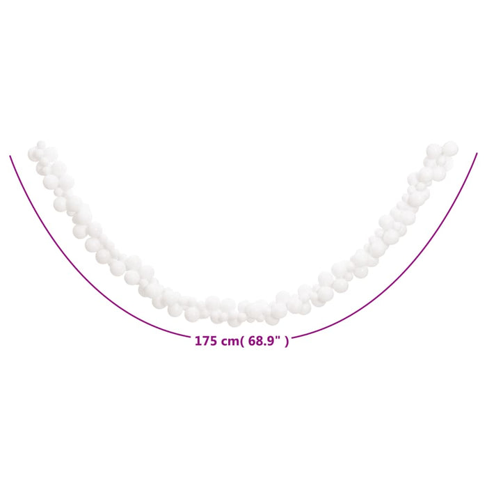 Ghirlanda di Palline di Natale Bianca 175 cm in Polistirene 356137