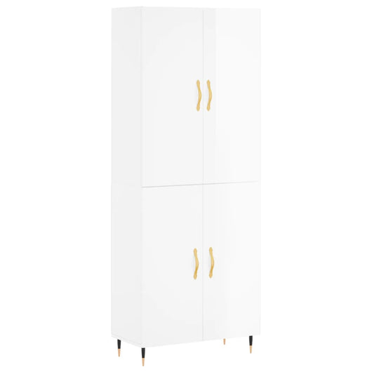 Credenza Bianco Lucido 69,5x34x180 cm in Legno Multistratocod mxl 77902