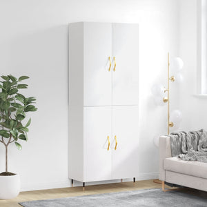 Credenza Bianco Lucido 69,5x34x180 cm in Legno Multistratocod mxl 77902