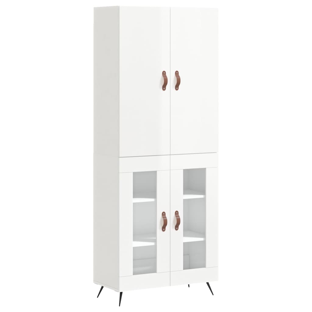 Credenza Bianco Lucido 69,5x34x180 cm in Legno Multistrato 3195709