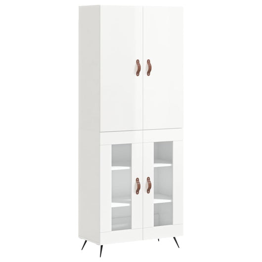 Credenza Bianco Lucido 69,5x34x180 cm in Legno Multistrato 3195709