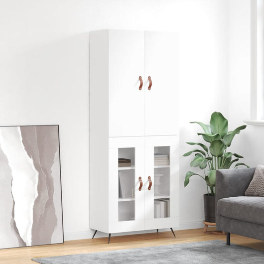Credenza Bianco Lucido 69,5x34x180 cm in Legno Multistrato 3195709