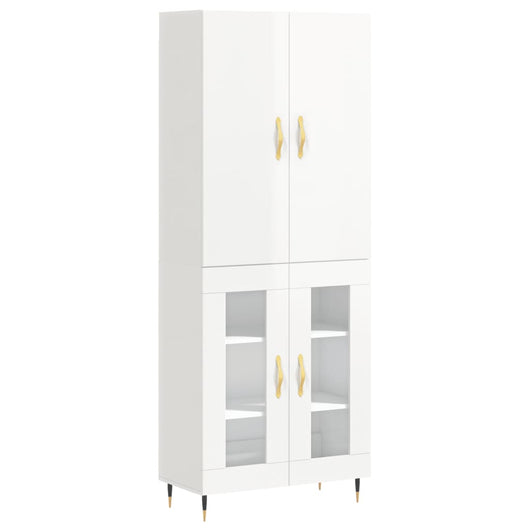 Credenza Bianco Lucido 69,5x34x180 cm in Legno Multistratocod mxl 125825