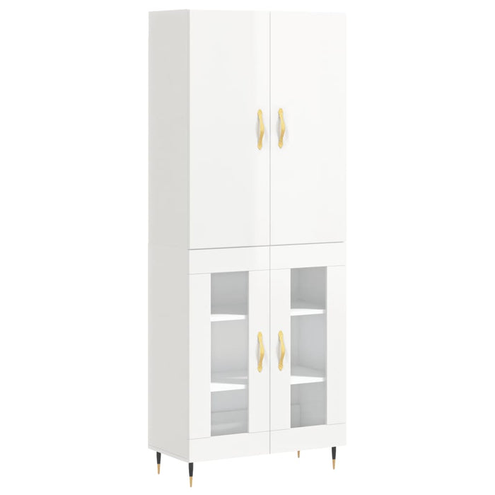 Credenza Bianco Lucido 69,5x34x180 cm in Legno Multistratocod mxl 125825