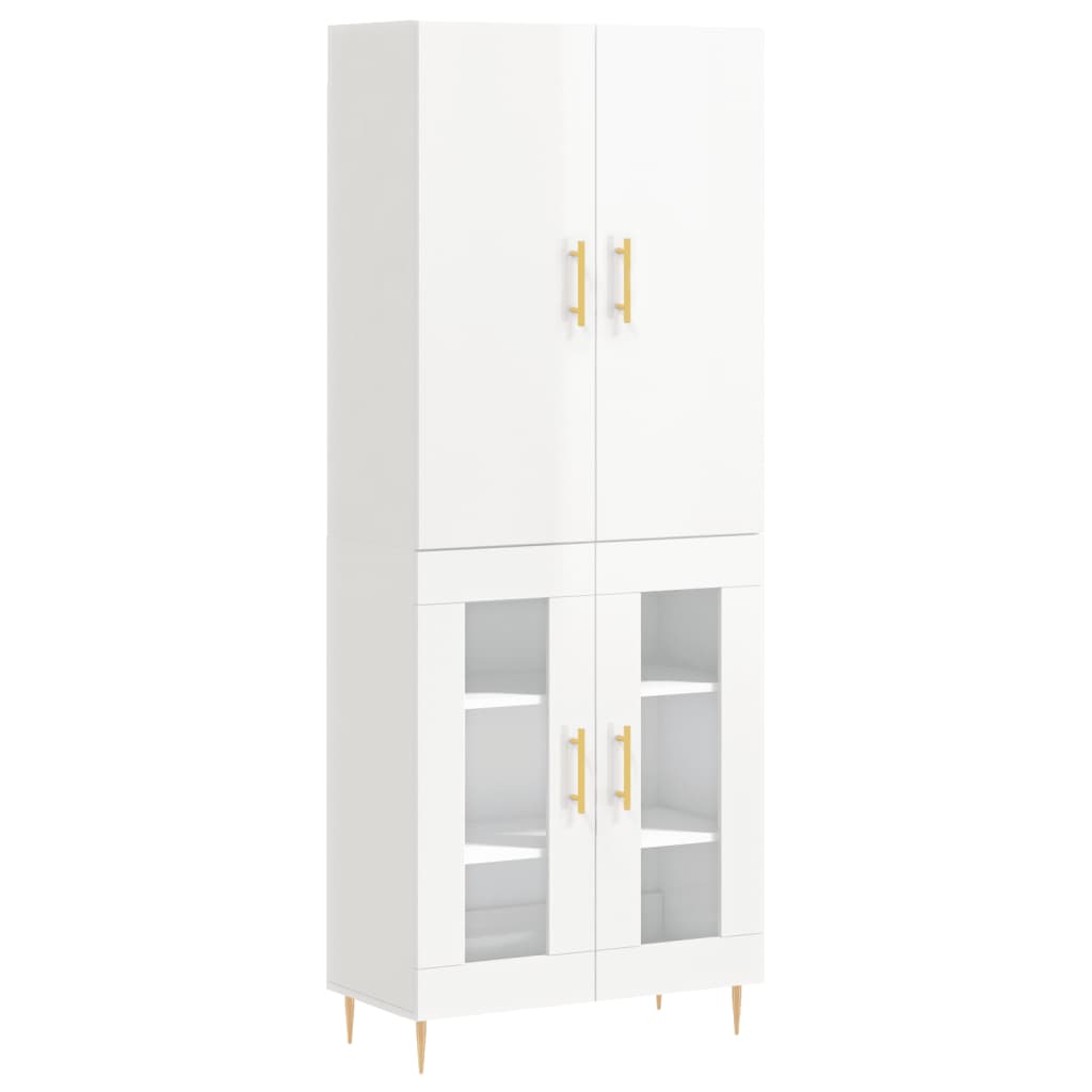 Credenza Bianco Lucido 69,5x34x180 cm in Legno Multistrato 3195725