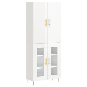 Credenza Bianco Lucido 69,5x34x180 cm in Legno Multistrato 3195725