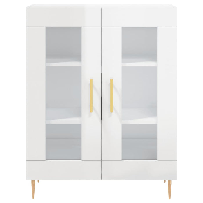 Credenza Bianco Lucido 69,5x34x180 cm in Legno Multistrato 3195725