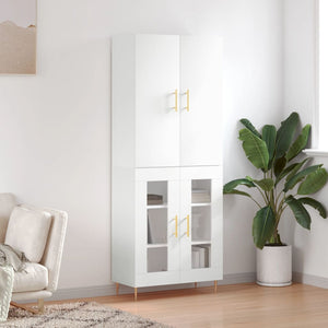 Credenza Bianco Lucido 69,5x34x180 cm in Legno Multistrato 3195725