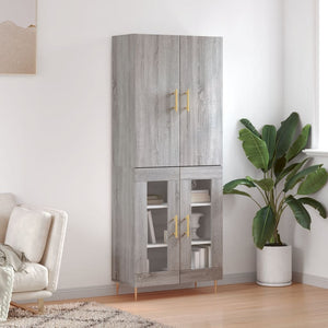 Credenza Grigio Sonoma 69,5x34x180 cm in Legno Multistrato 3195729