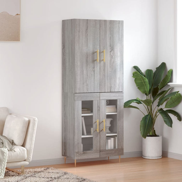 Credenza Grigio Sonoma 69,5x34x180 cm in Legno Multistrato 3195729