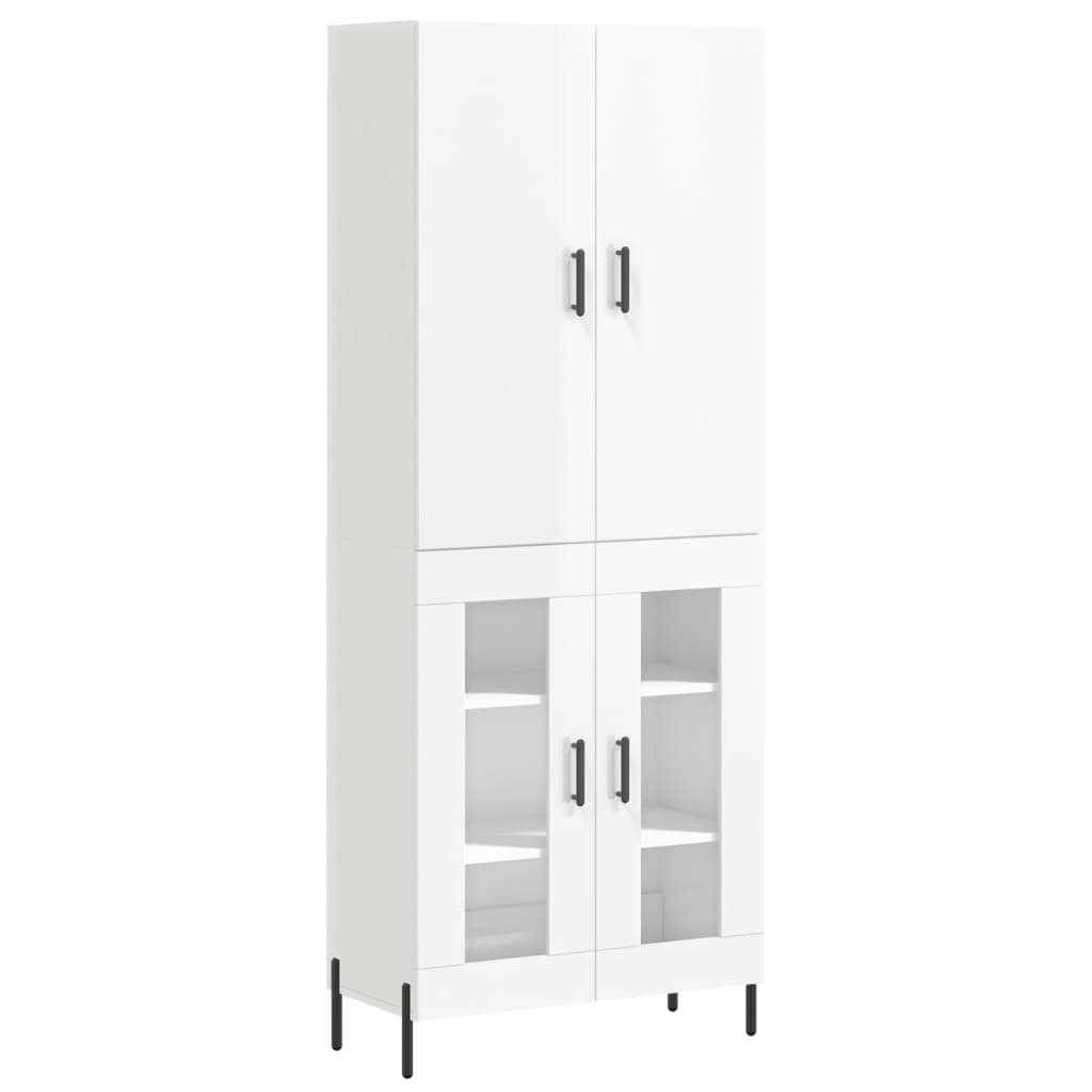 Credenza Bianco Lucido 69,5x34x180 cm in Legno Multistratocod mxl 125523