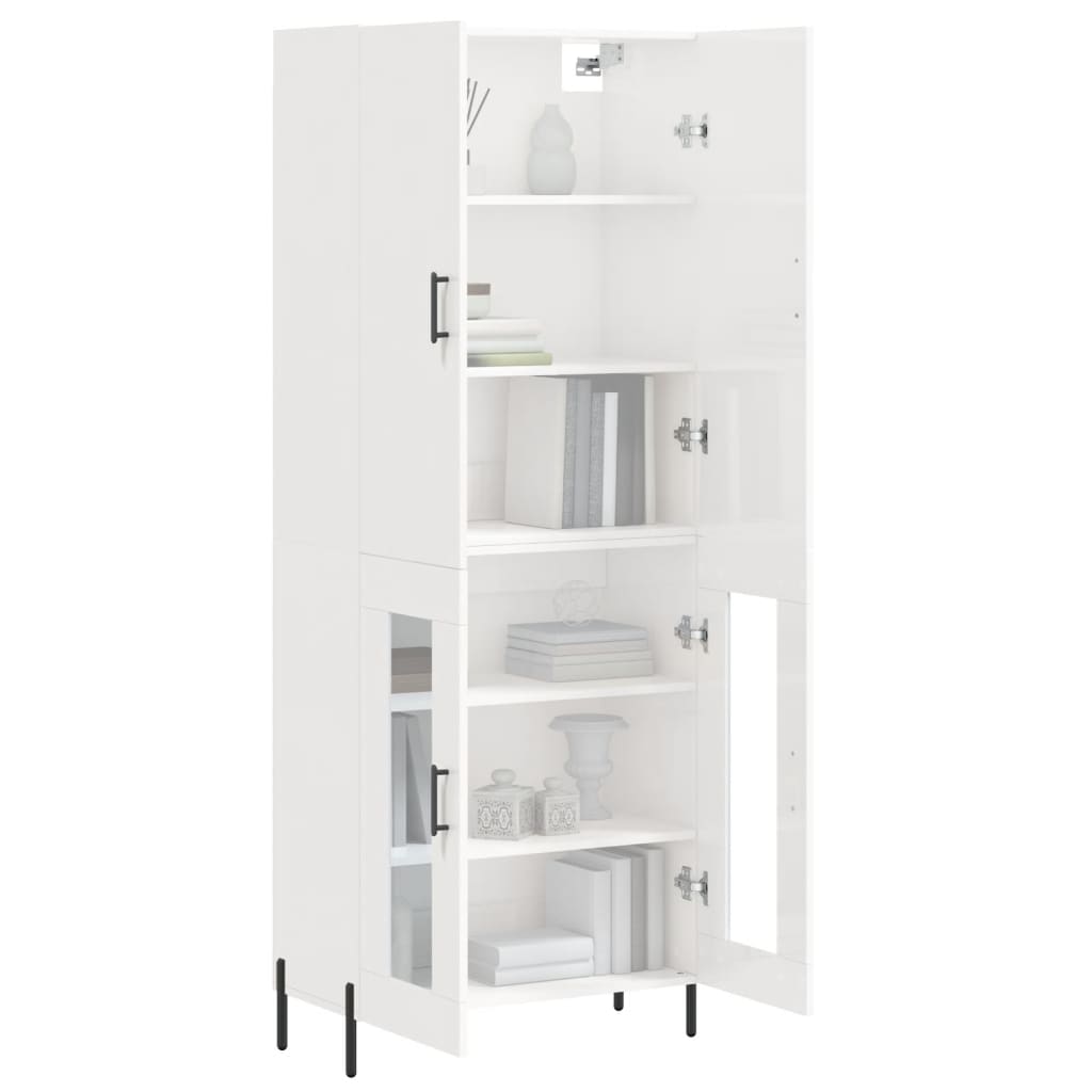 Credenza Bianco Lucido 69,5x34x180 cm in Legno Multistratocod mxl 125523