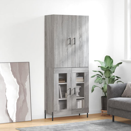 Credenza Grigio Sonoma 69,5x34x180 cm in Legno Multistrato 3195745