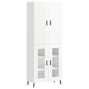 Credenza Bianco Lucido 69,5x34x180 cm in Legno Multistrato 3195749