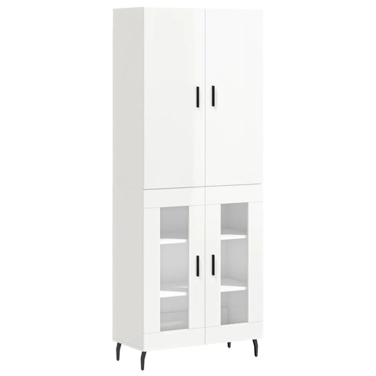 Credenza Bianco Lucido 69,5x34x180 cm in Legno Multistrato 3195749