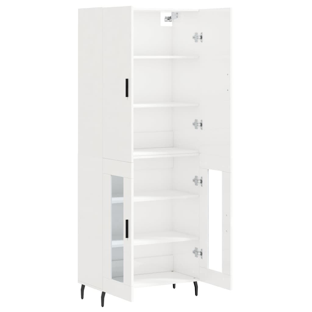 Credenza Bianco Lucido 69,5x34x180 cm in Legno Multistrato 3195749