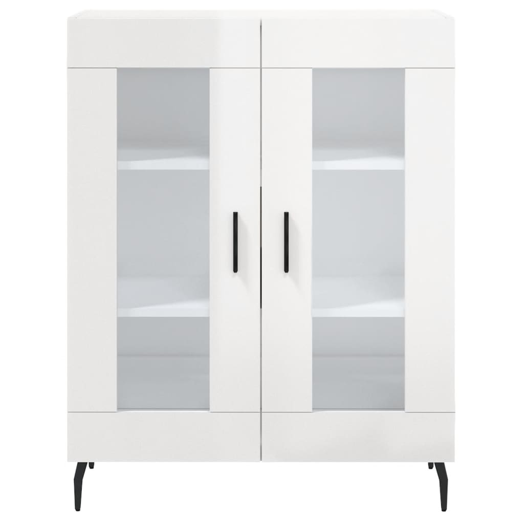 Credenza Bianco Lucido 69,5x34x180 cm in Legno Multistrato 3195749