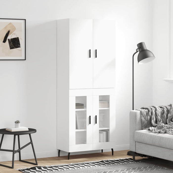 Credenza Bianco Lucido 69,5x34x180 cm in Legno Multistrato 3195749