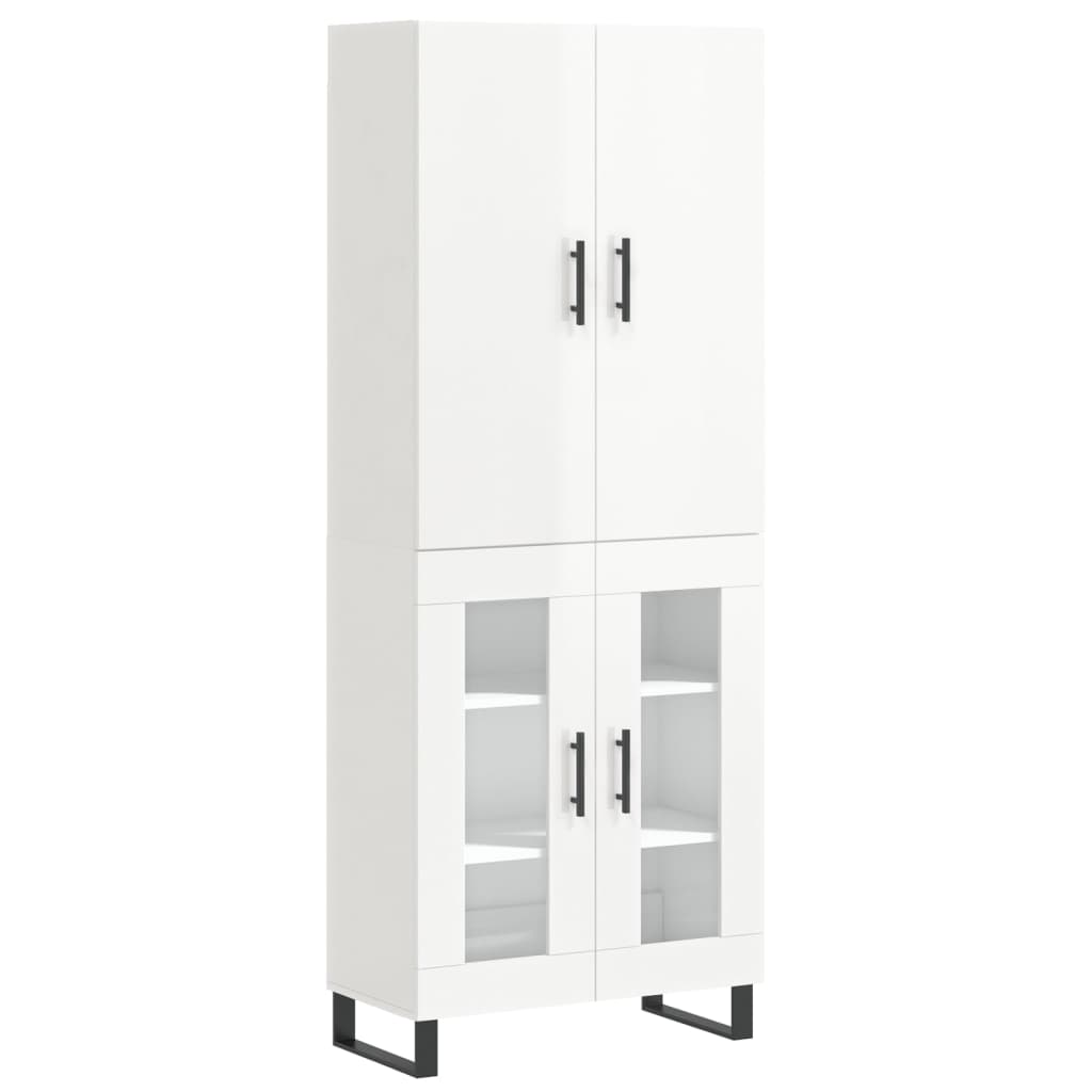 Credenza Bianco Lucido 69,5x34x180 cm in Legno Multistratocod mxl 125561