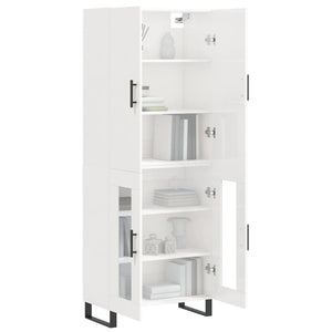 Credenza Bianco Lucido 69,5x34x180 cm in Legno Multistrato 3195757