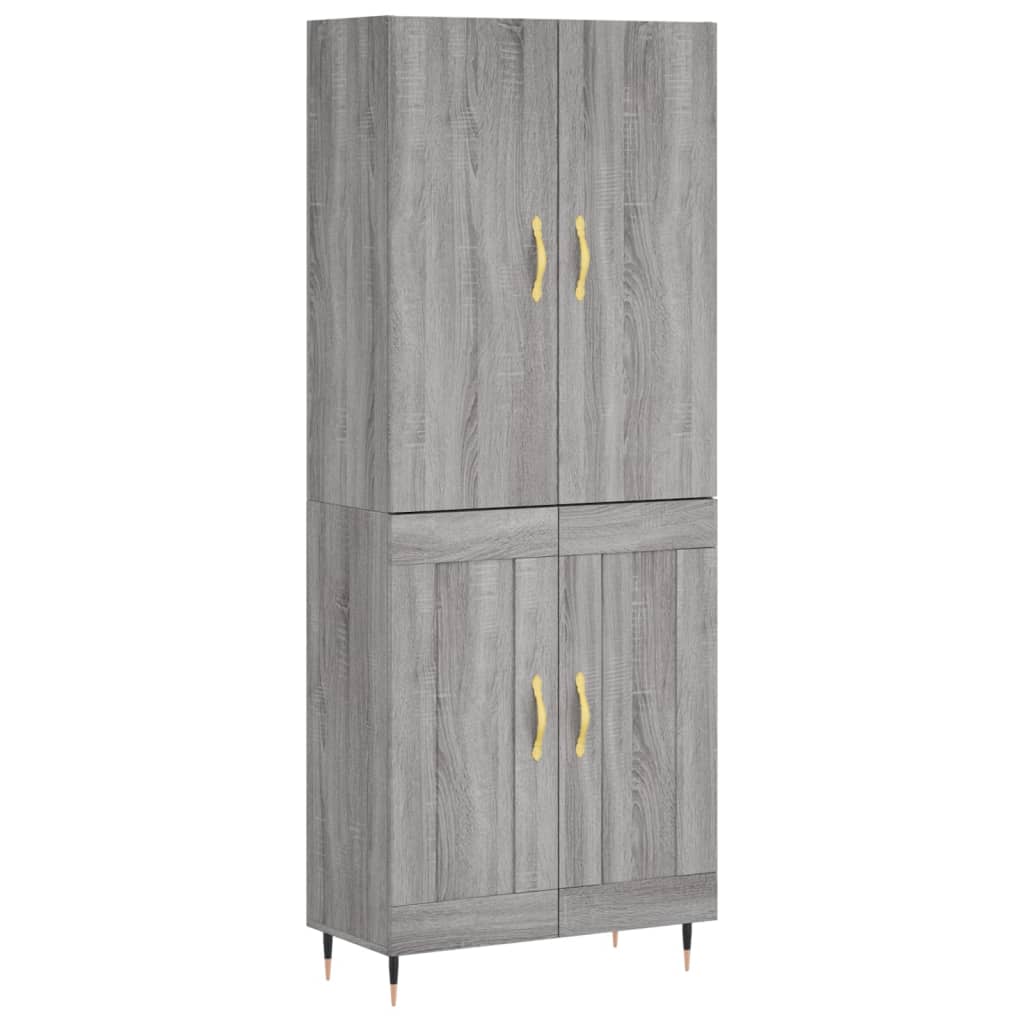 Credenza Grigio Sonoma 69,5x34x180 cm in Legno Multistrato 3195777