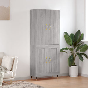 Credenza Grigio Sonoma 69,5x34x180 cm in Legno Multistrato 3195777