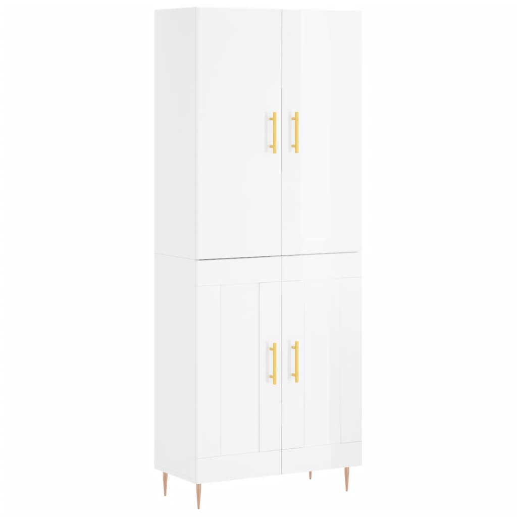 Credenza Bianco Lucido 69,5x34x180 cm in Legno Multistrato 3195781