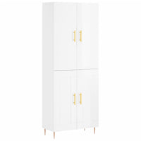Credenza Bianco Lucido 69,5x34x180 cm in Legno Multistrato 3195781