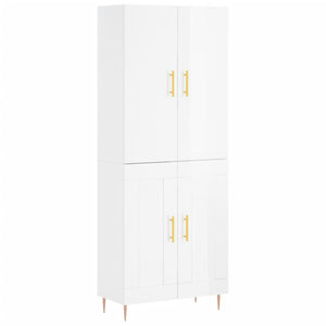 Credenza Bianco Lucido 69,5x34x180 cm in Legno Multistrato 3195781