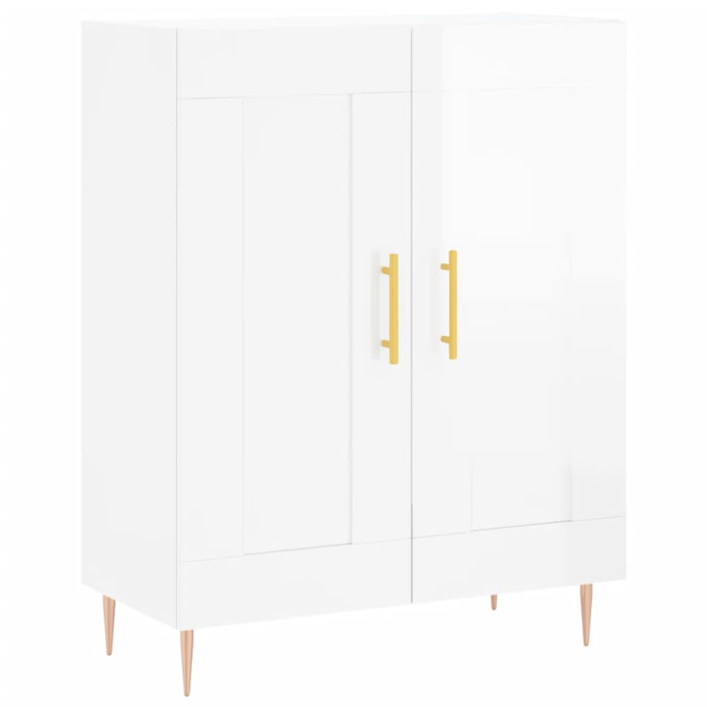 Credenza Bianco Lucido 69,5x34x180 cm in Legno Multistrato 3195781
