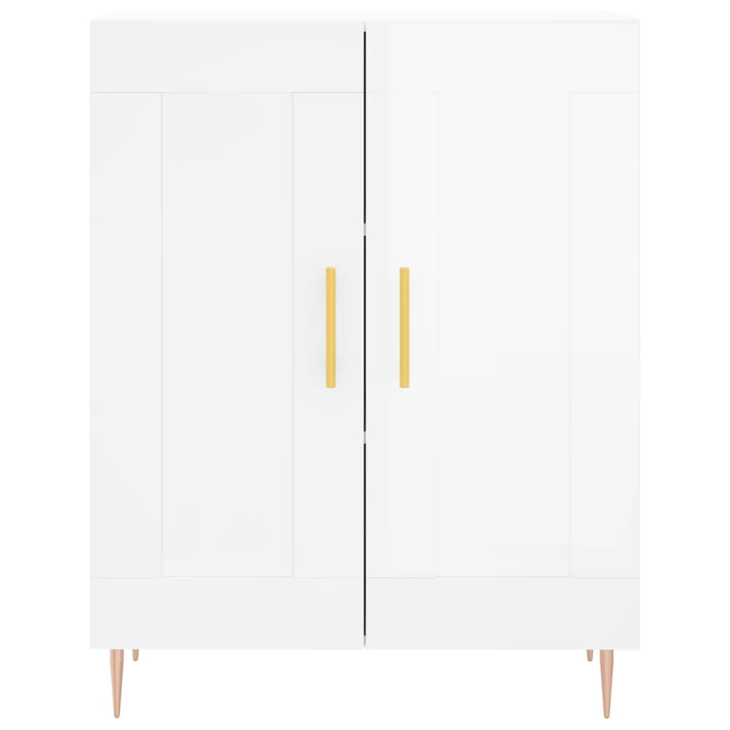 Credenza Bianco Lucido 69,5x34x180 cm in Legno Multistrato 3195781